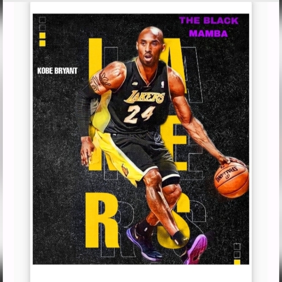 NEW!💯 KOBE BRYANT LAKERS 8.5x11 GLOSSY VINTAGE COLOR ART SELF-CREATED POSTER! - Picture 2 of 4